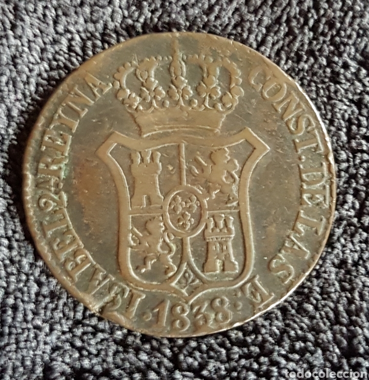 Monedas de Espa&ntilde;a: 6 cuartos 1838 Isabel 2 catalu&ntilde;a - Foto 2