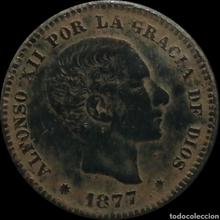 Monedas de Espa&ntilde;a: 5 c&eacute;ntimos 1877 Alfonso XII - Foto 1
