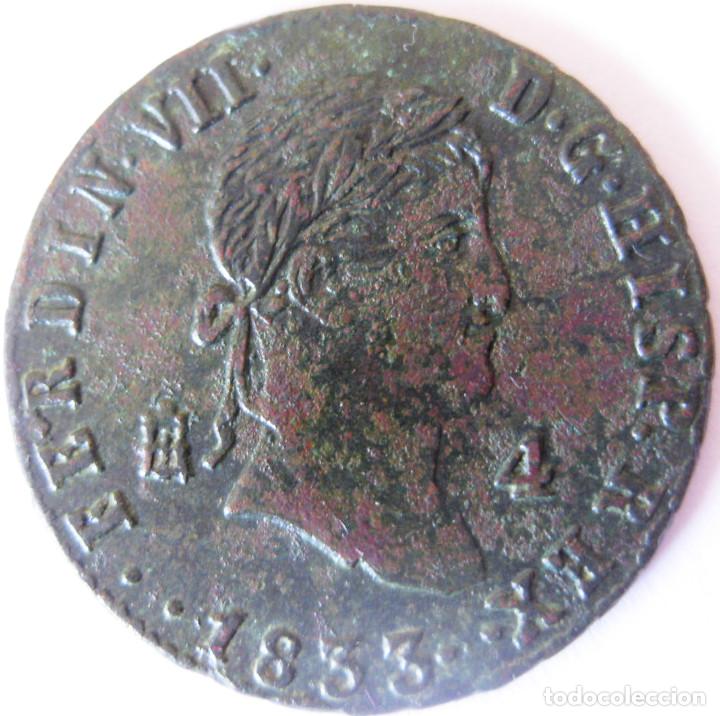 Monedas de Espa&ntilde;a: Fernando VII: 4 Maravedis 1833 - Segovia. - Foto 1