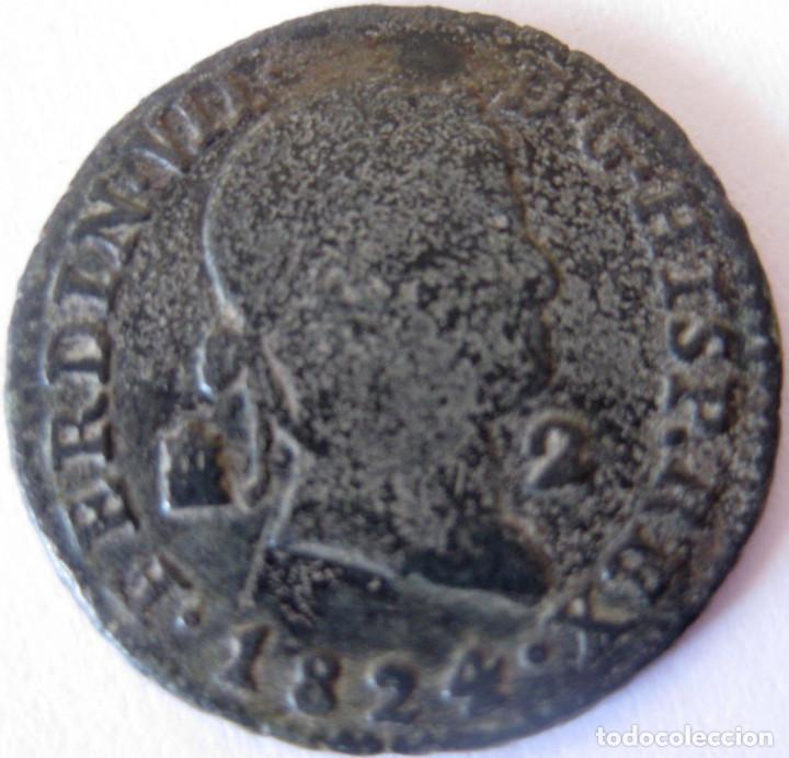Monedas de Espa&ntilde;a: Fernando VII: 2 Maravedis 1824 - Segovia. - Foto 1