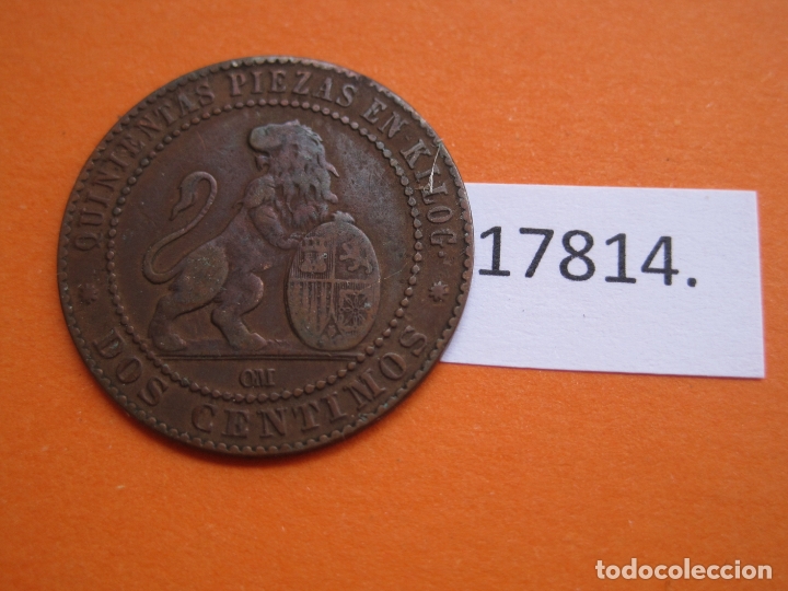 Monedas de Espa&ntilde;a: Espa&ntilde;a , 2 c&eacute;ntimos 1870 OM 1&ordf; rep&uacute;blica - Foto 2