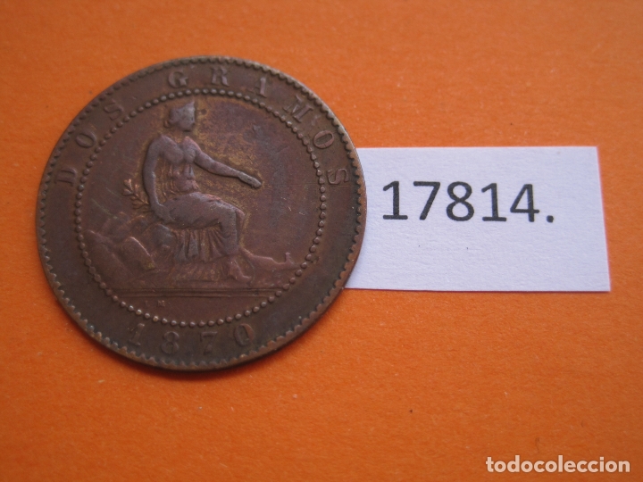 Monedas de Espa&ntilde;a: Espa&ntilde;a , 2 c&eacute;ntimos 1870 OM 1&ordf; rep&uacute;blica - Foto 1