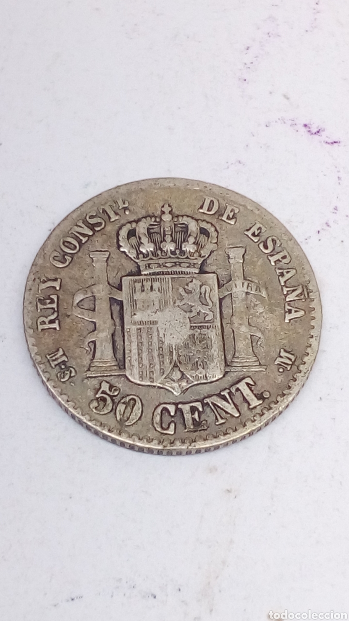Monedas de Espa&ntilde;a: Moneda de plata 1880 50cent - Foto 2