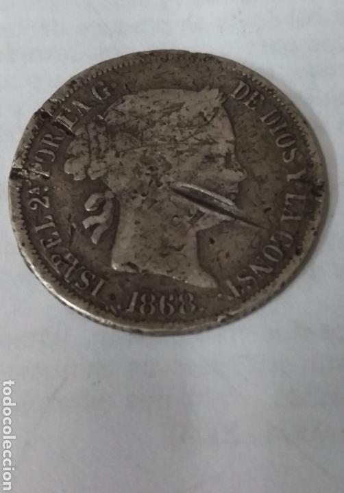 Monedas de Espa&ntilde;a: Moneda Isabel II 20 CENTIMOS DE PESO. 1868. Manila - Foto 1