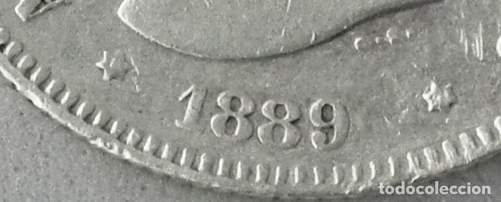 Monedas de Espa&ntilde;a: ALFONSO XIII - 2 PESETAS 1889 - Foto 2