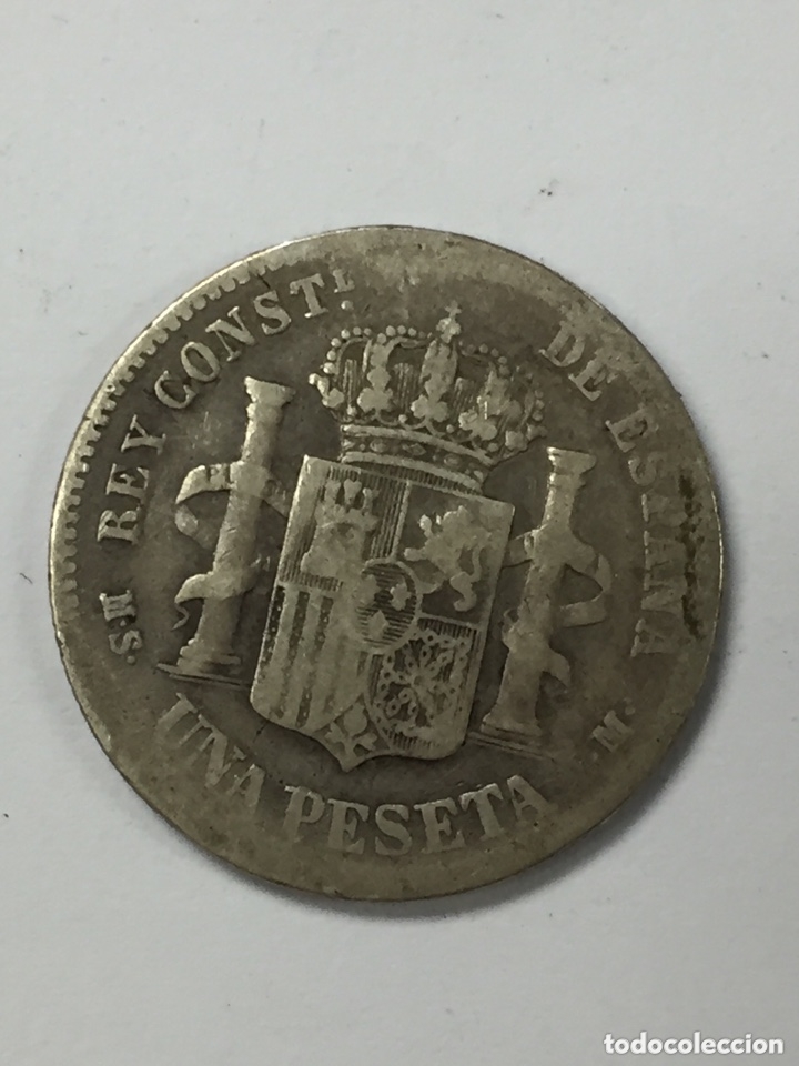 Monedas de Espa&ntilde;a: Moneda de plata de una peseta de 1883 - Foto 2