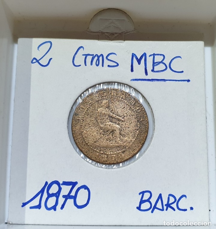 Monedas de Espa&ntilde;a: GOBIERNO PROVISIONAL - A&Ntilde;O 1870 - 2 CENTIMOS - BC - Foto 3