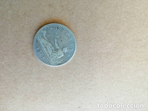 Monedas de Espa&ntilde;a: Moneda de 2 pts plata. Gobierno provisional 1870 - Foto 2