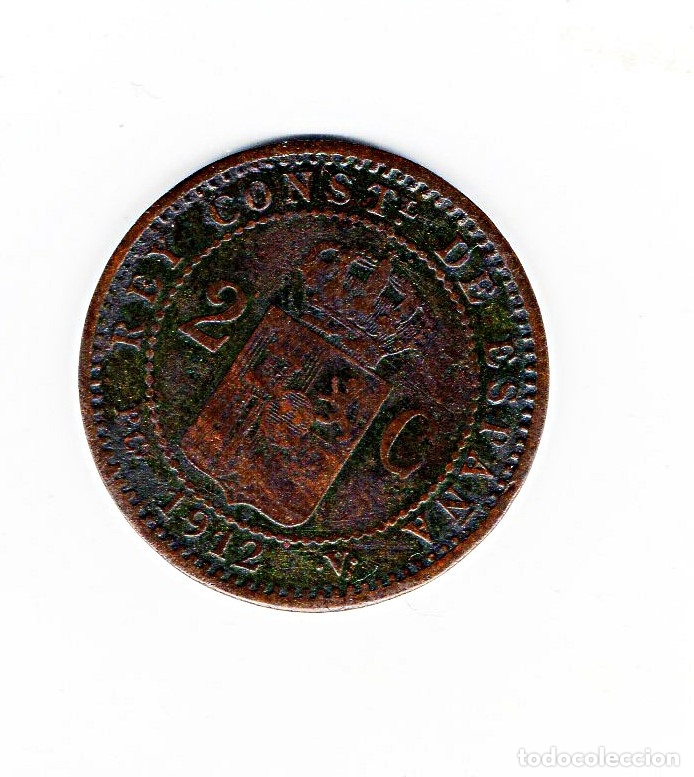 Monedas de Espa&ntilde;a: Alfonso XII, 2 C&eacute;ntimos 1912 *12 - Foto 2