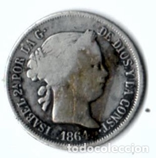 Monedas de Espa&ntilde;a: Isabel II. 40 C&eacute;ntimos de escudo. 1864. Madrid - Foto 1