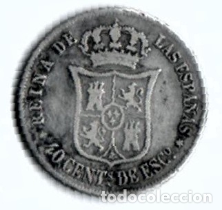 Monedas de Espa&ntilde;a: Isabel II. 40 C&eacute;ntimos de escudo. 1864. Madrid - Foto 2