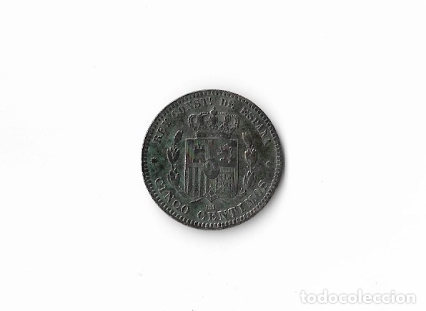 Monedas de Espa&ntilde;a: MONEDA 5 CENTIMOS 1878 ALFONSO XII EBC - Foto 2
