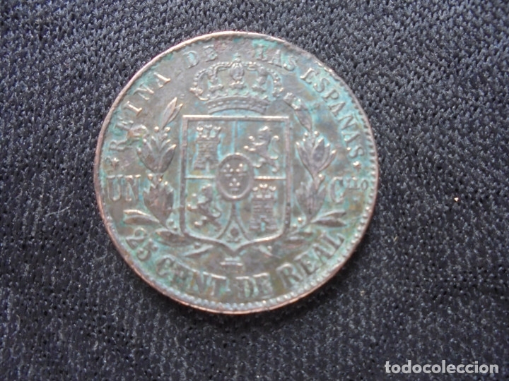 Monedas de Espa&ntilde;a: Moneda 1859 25 Cents de Real Isabel 2&ordf; - Foto 1