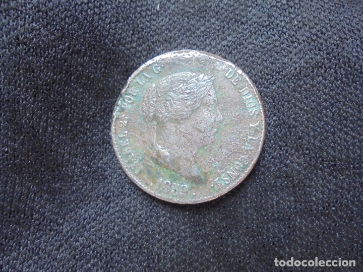 Monedas de Espa&ntilde;a: Moneda 1859 25 Cents de Real Isabel 2&ordf; - Foto 2