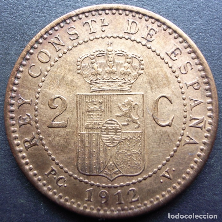 Monedas de Espa&ntilde;a: 2 CENTIMOS DE 1912*12 SIN CIRCULAR ALFONSO XIII - Foto 2