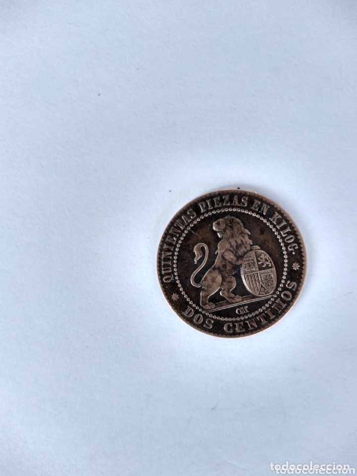 Monedas de Espa&ntilde;a: Moneda dos c&eacute;ntimos de cobre.1870. OM - Foto 2