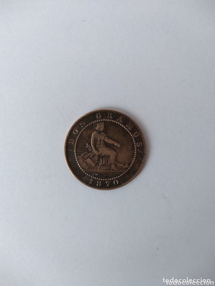 Monedas de Espa&ntilde;a: Moneda dos c&eacute;ntimos de cobre.1870. OM - Foto 1
