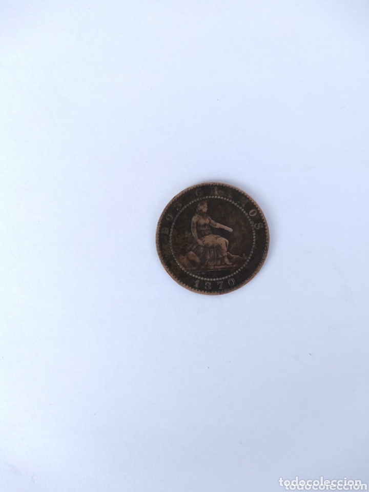 Monedas de Espa&ntilde;a: Moneda dos c&eacute;ntimos.cobre. 1870. OM - Foto 2