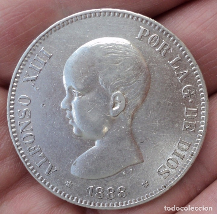 Moedas de Espanha: CENTENARIO ALFONSO XIII 5 PESETAS 1888 M S M ***EXTRAORDINARIO EJEMPLAR ***