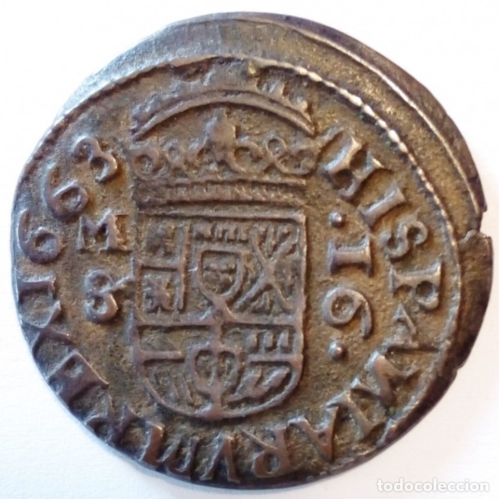Monedas de Espa&ntilde;a: Felipe IV 1663 Madrid S 16 maravedis - Foto 2