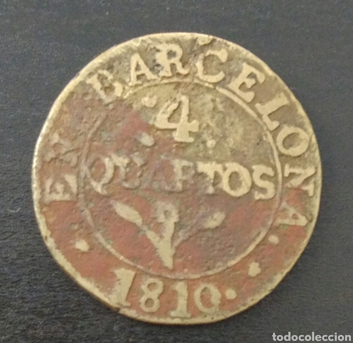 Monedas de Espa&ntilde;a: 4 cuartos Barcelona 1810 - Foto 1