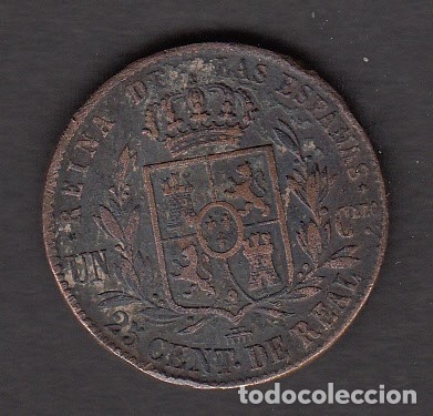 Monedas de Espa&ntilde;a: MONEDA ISABEL II -25 CENTIMOS 1862 SEGOVIA - Foto 2