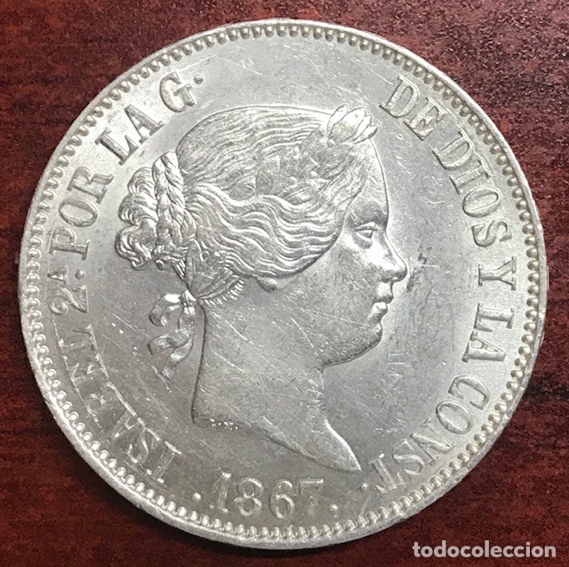 Monedas de Espa&ntilde;a: Moneda de plata 1 escudo Isabel II 1867 EBC+ - Foto 1