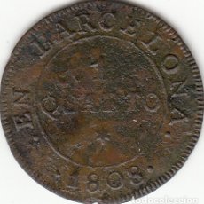 Monedas de España: JOSE NAPOLEON: 1 CUARTO 1808 BARCELONA. Lote 60356667