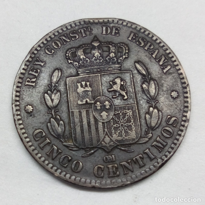 Monedas de Espa&ntilde;a: MONEDA DE COBRE - 5 C&Eacute;NTIMOS DE ALFONSO XII 1878 - Foto 2