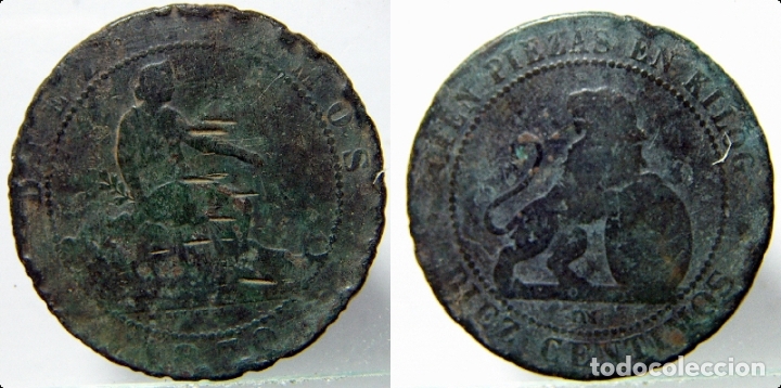 Monedas de Espa&ntilde;a: MONEDA 10 CENTIMOS 1870, OM, GOBIERNO PROVISIONAL - Foto 1