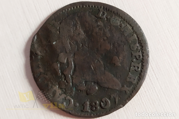 Monedas de Espa&ntilde;a: Moneda de 4 maravedis de Carlos IIII - 1807 - Foto 2