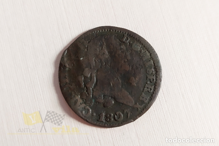 Monedas de Espa&ntilde;a: Moneda de 4 maravedis de Carlos IIII - 1807 - Foto 1