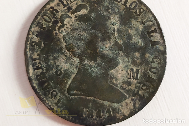 Monedas de Espa&ntilde;a: Moneda de 8 maravedis de Isabel II - 1841 - Foto 2