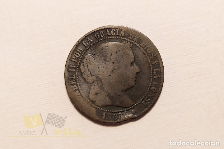 Monedas de Espa&ntilde;a: Moneda de Isabel II - C&eacute;ntimos de Escudo - 1868 - Foto 1