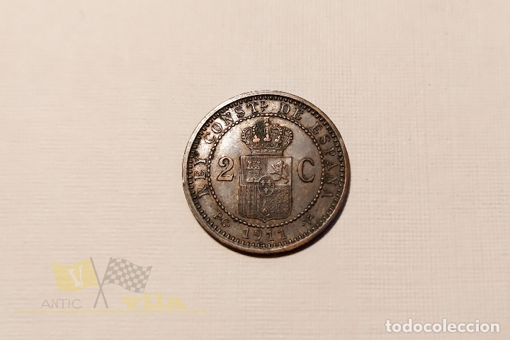 Monedas de Espa&ntilde;a: Moneda del Alfonso XIII - 2 C&eacute;ntimo - 1911 *11 - Foto 3