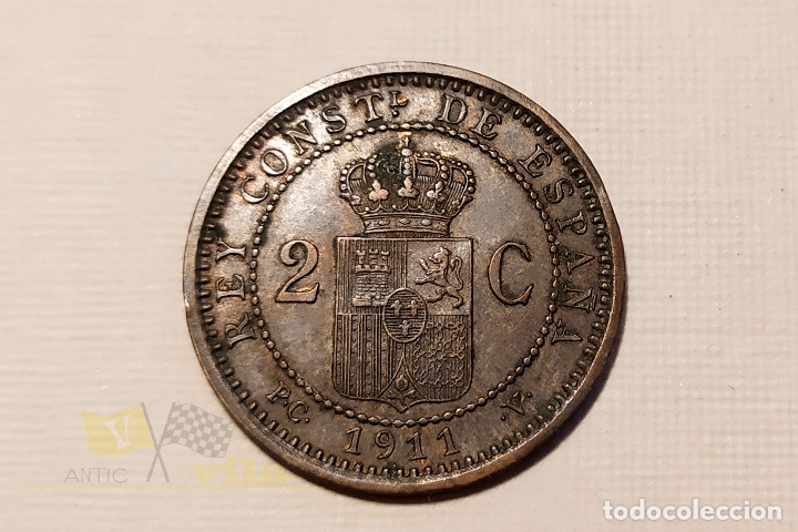 Monedas de Espa&ntilde;a: Moneda del Alfonso XIII - 2 C&eacute;ntimo - 1911 *11 - Foto 4