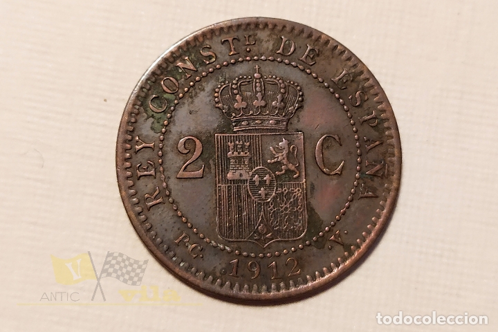Monedas de Espa&ntilde;a: Moneda del Alfonso XIII - 2 C&eacute;ntimo - 1912 *12 - Foto 5