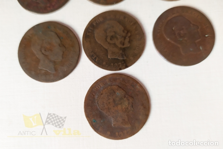 Monedas de Espa&ntilde;a: Lote de 7 Monedas del Alfonso XII - 5 C&eacute;ntimo - 1877 - Foto 4
