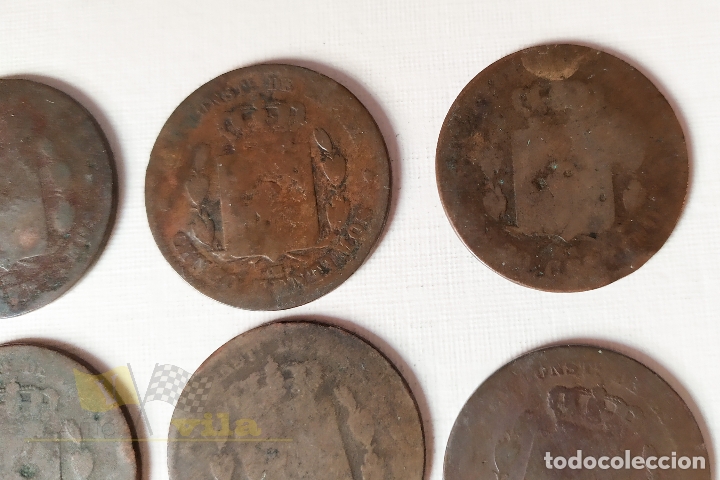 Monedas de Espa&ntilde;a: Lote de 7 Monedas del Alfonso XII - 5 C&eacute;ntimo - 1877 - Foto 9