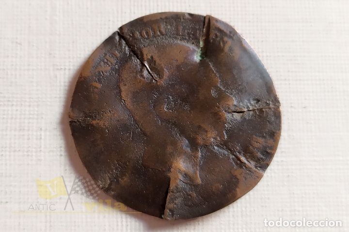 Monedas de Espa&ntilde;a: Moneda del Alfonso XII - 5 C&eacute;ntimo - 1878 - Marcada - Foto 2