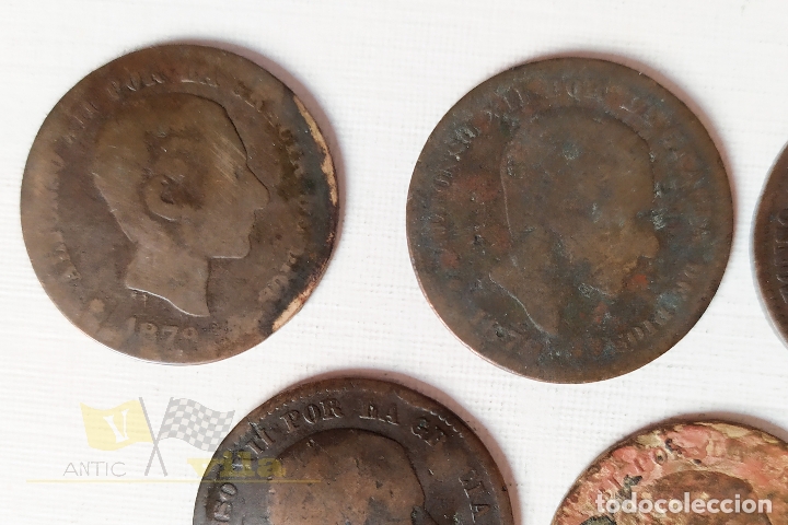 Monedas de Espa&ntilde;a: Lote de 5 Monedas del Alfonso XII - 5 C&eacute;ntimo - 1879 - Foto 2