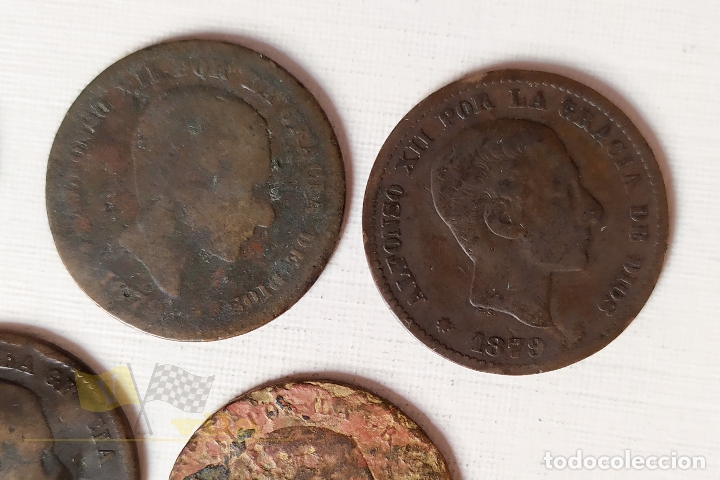 Monedas de Espa&ntilde;a: Lote de 5 Monedas del Alfonso XII - 5 C&eacute;ntimo - 1879 - Foto 3