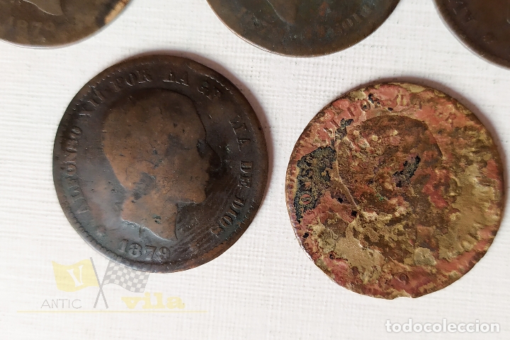 Monedas de Espa&ntilde;a: Lote de 5 Monedas del Alfonso XII - 5 C&eacute;ntimo - 1879 - Foto 4