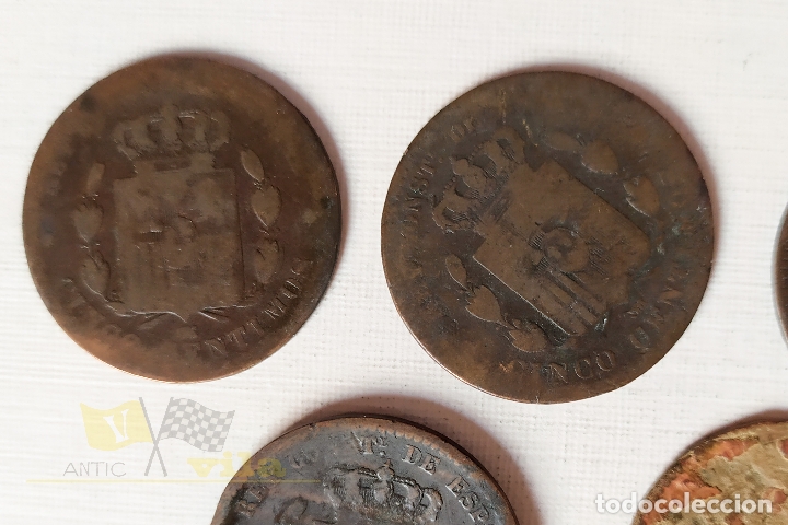 Monedas de Espa&ntilde;a: Lote de 5 Monedas del Alfonso XII - 5 C&eacute;ntimo - 1879 - Foto 6