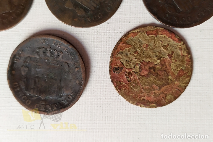 Monedas de Espa&ntilde;a: Lote de 5 Monedas del Alfonso XII - 5 C&eacute;ntimo - 1879 - Foto 8