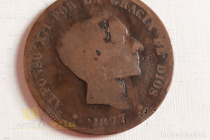 Monedas de Espa&ntilde;a: Moneda de Alfonso XII - 10 C&eacute;ntimos - 1877 - Foto 2