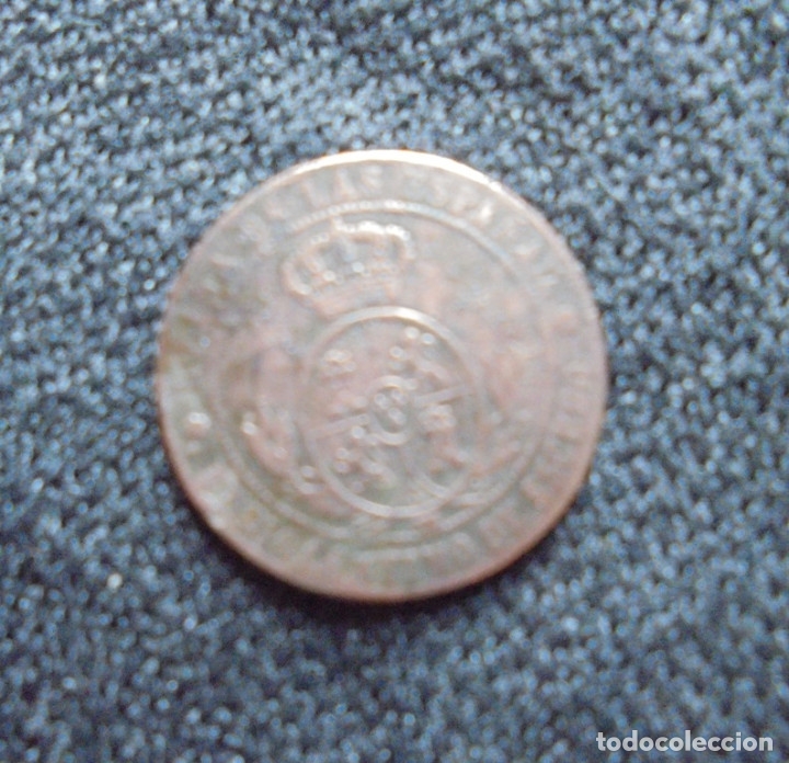 Monedas de Espa&ntilde;a: Moneda media centimo de escudo Isabel II 1867 - Foto 2