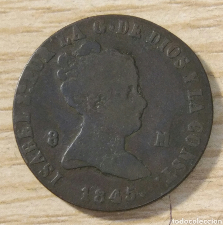 Monedas de Espa&ntilde;a: 8 maraved&iacute;s Isabel II 1845 Jubia - Foto 1
