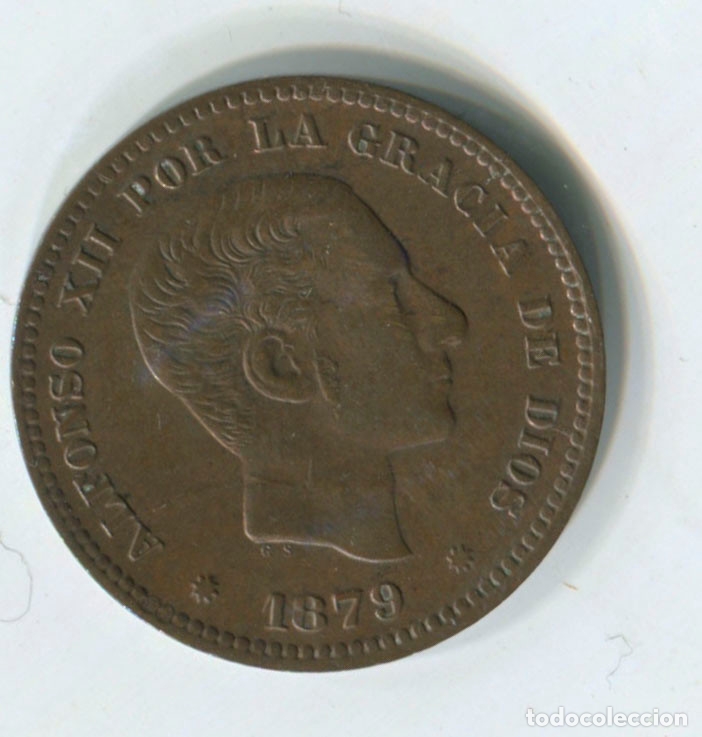 Monedas de Espa&ntilde;a: 5 centimos de Alfonso XII, 1879. Excelente. - Foto 2