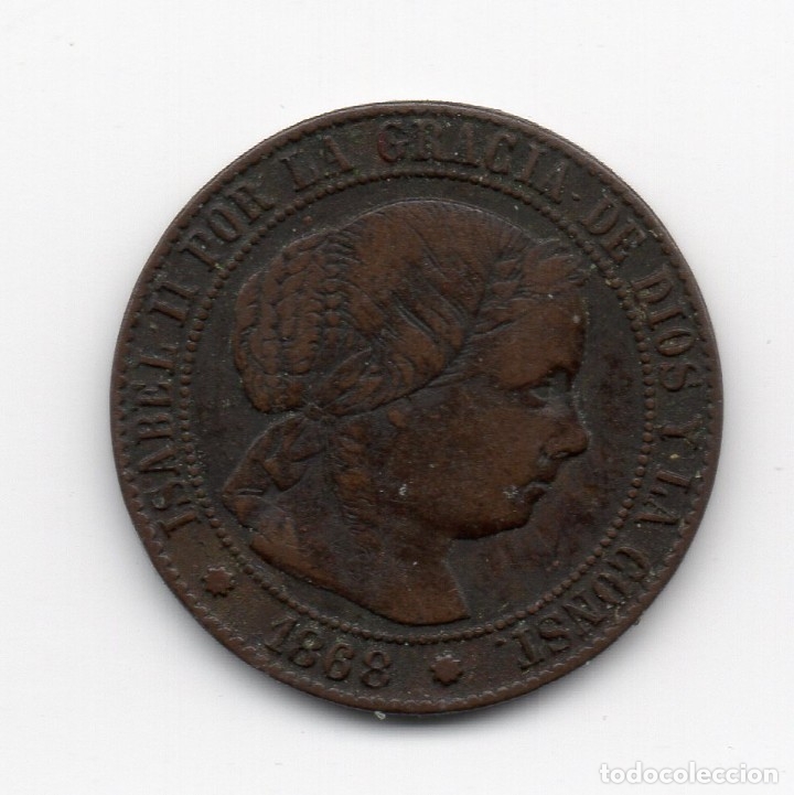 Monedas de Espa&ntilde;a: 1/2 Centimo Escudo 1868 Barcelona  OM - Foto 1